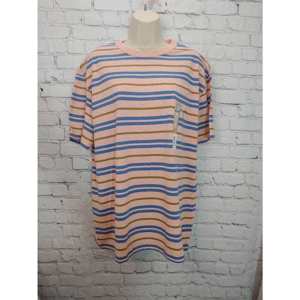 ThereAbouts Boys Size XXL (22H) Peach/Blue/Green Striped Sleeve T-shirt